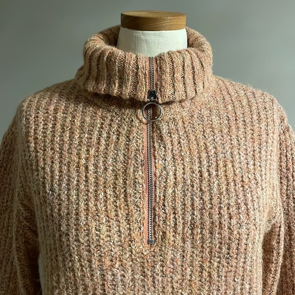 Sincerely Jules women’s wool blend collared turtleneck crop sweater half zip SM - Picture 2 of 11